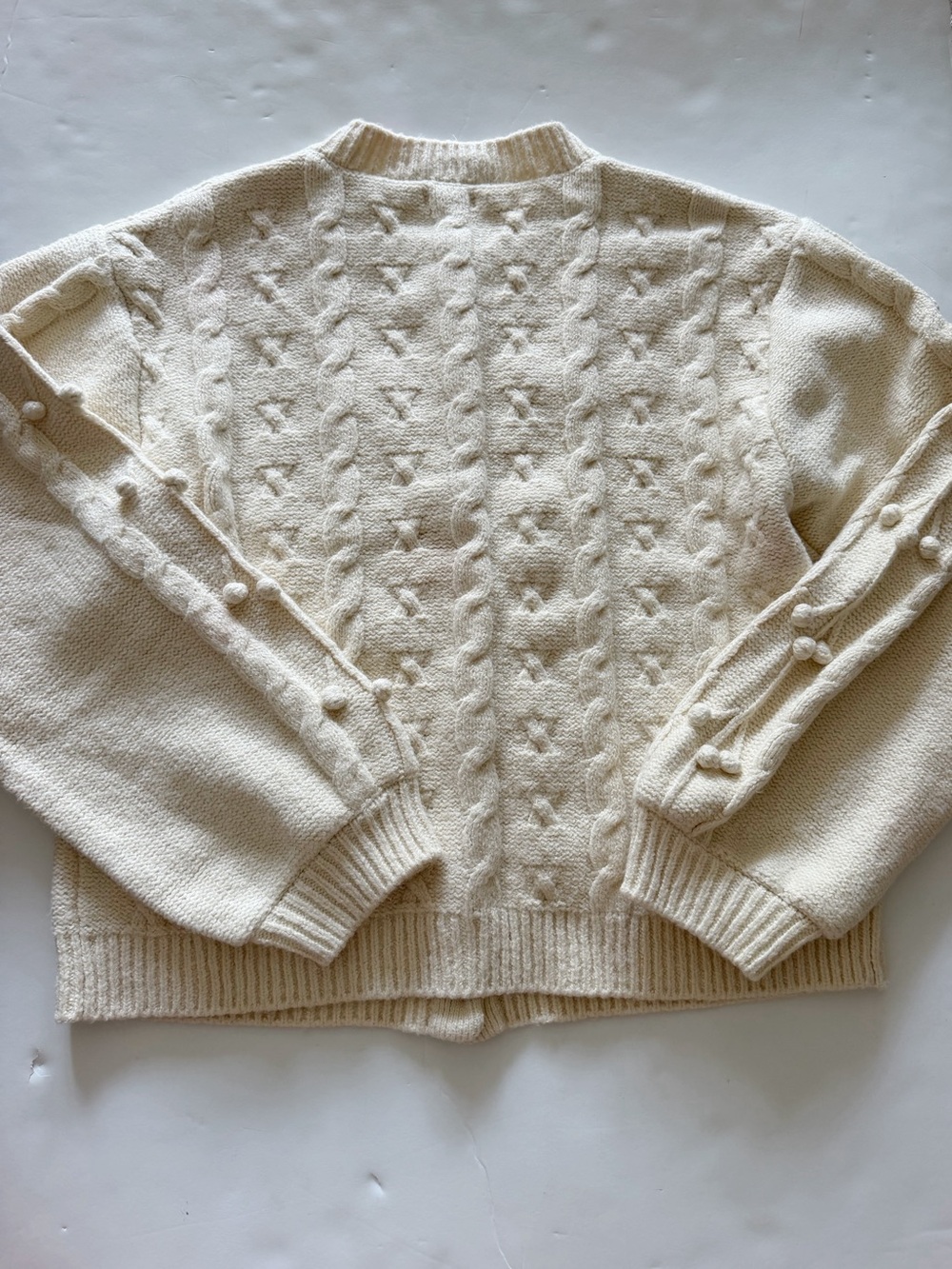 Rylee + Cru Cream Knit Pom-Pom Cardigan Sweater XL - Picture 5 of 6